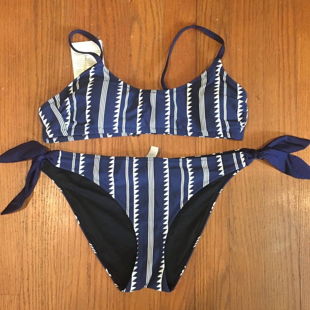 Lemlem Blue and White Patterned Bikini